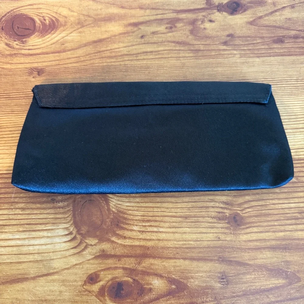 Gunne Sax Black Satin Bow Detail Evening‎ Clutch Bag